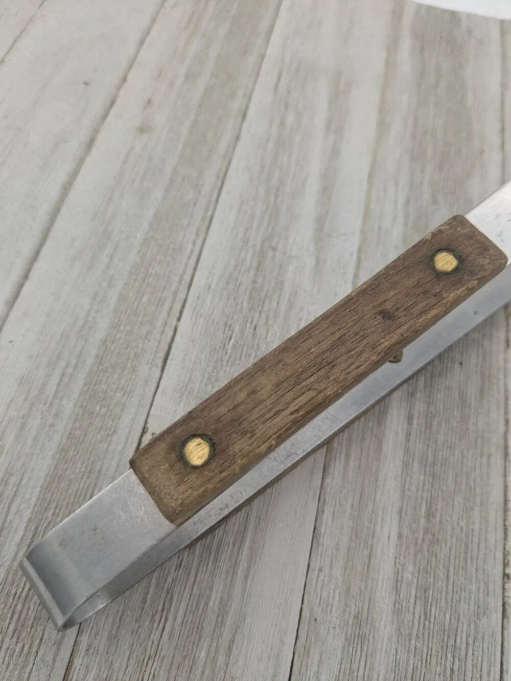 Vintage Stainless Steel Meat Fork Tongs With Wooden Handles